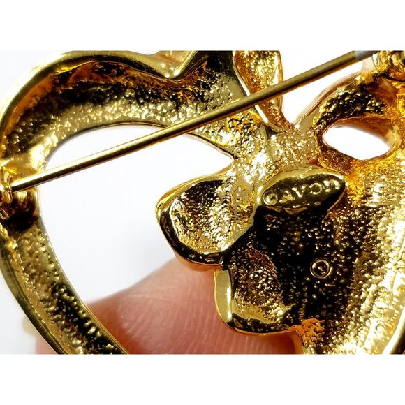 Vintage Avon Brooch Pin, Heart Shaped, Red Rhinestone, January Birthstone - Picture 8 of 10